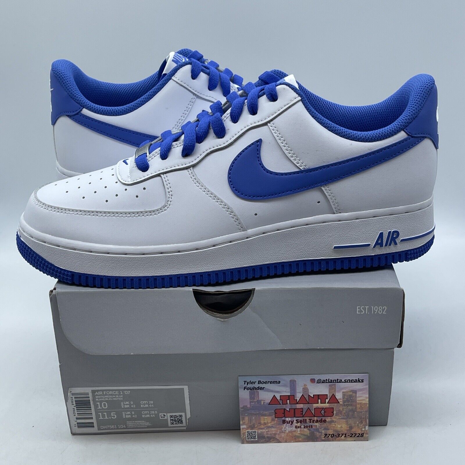 Size 10 - Nike Air Force 1 '07 White Medium Blue 2022 White Leather (DH7561-104)