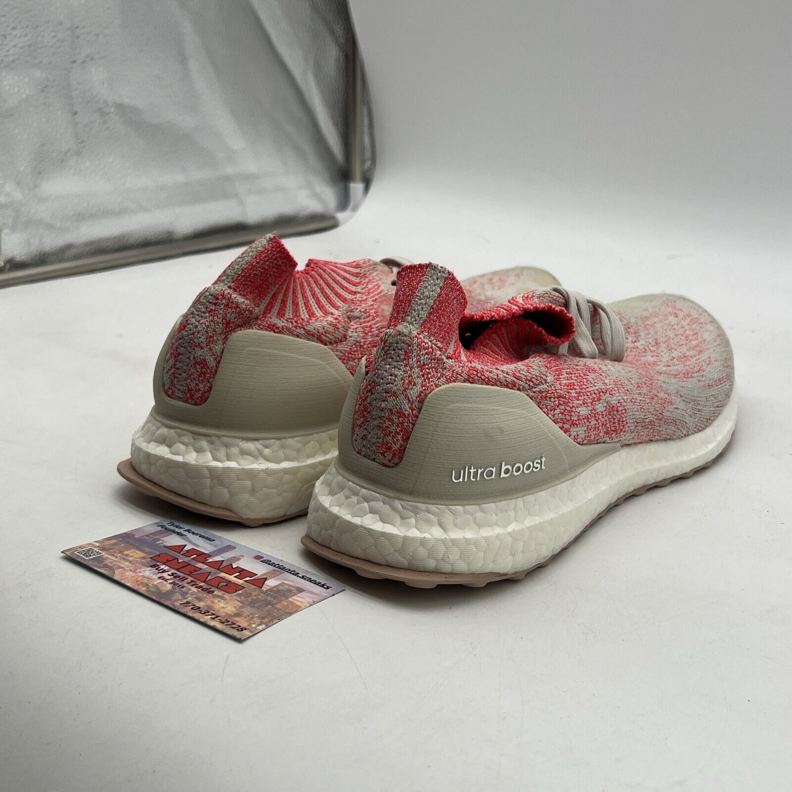 Size 9.5 - adidas UltraBoost Uncaged Raw White Shock Red W (B75863)