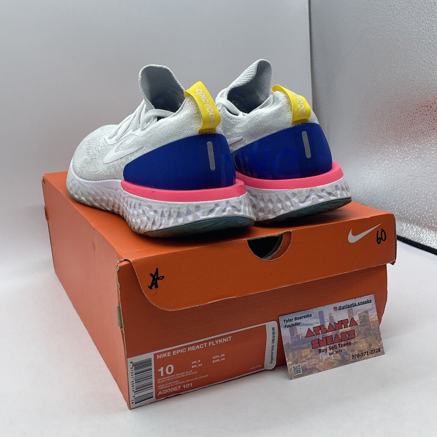 Size 10 - Nike Epic React Flyknit OG Pink Blue White Suede (AQ0067-101)