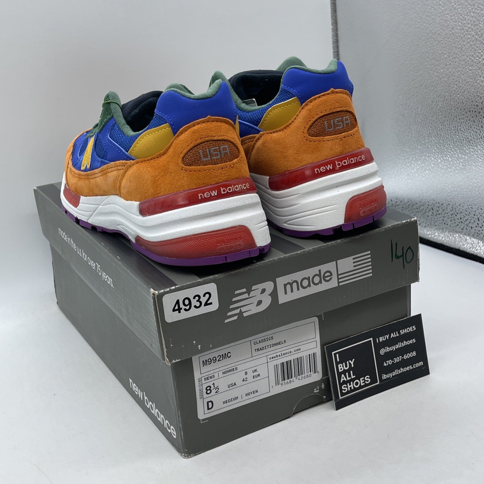 Size 8.5 - New Balance 992 Made in USA Multi-Color Suede Leather (M992MC)