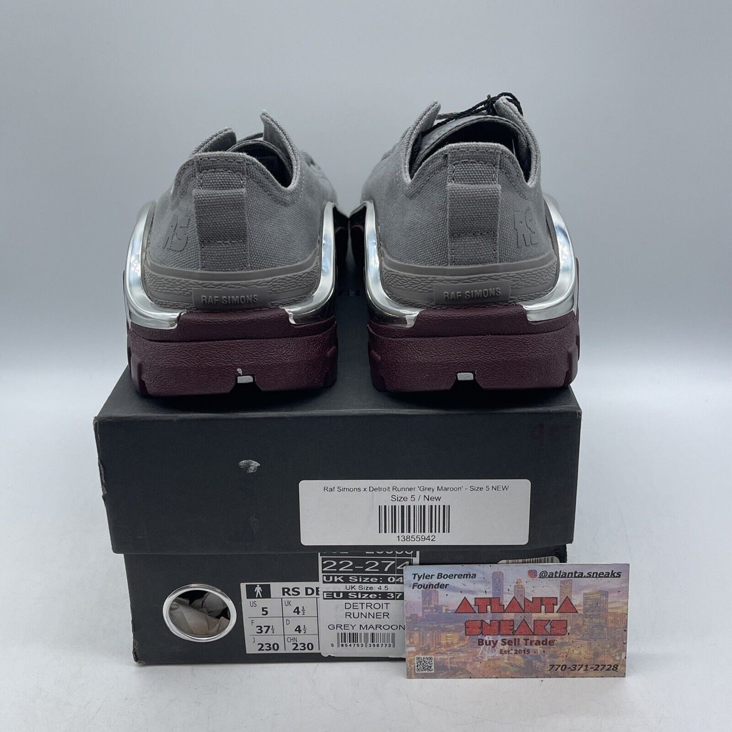 Size 5 - adidas Raf Simons x Detroit Runner Grey Maroon Suede Leather (F34247)