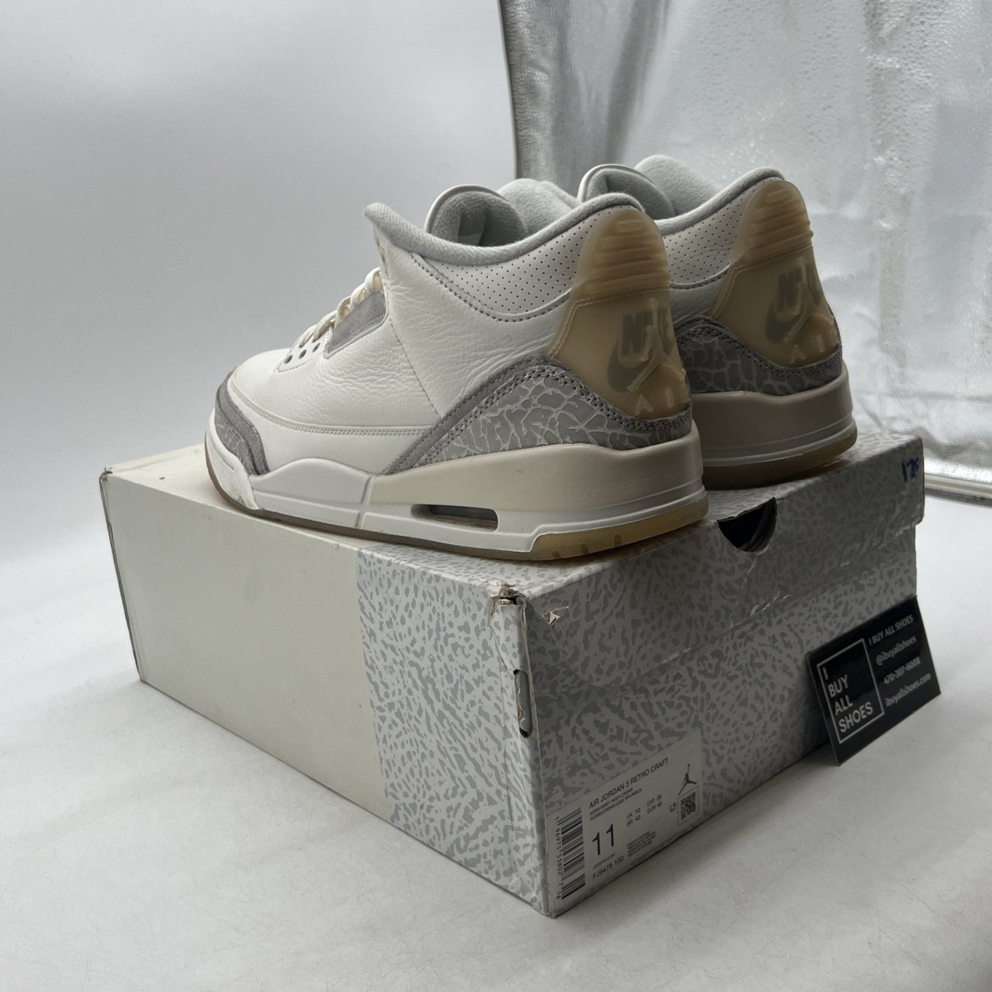 Size 11 - Air Jordan 3 Retro Craft Ivory/Grey White Leather (FJ9579-100)