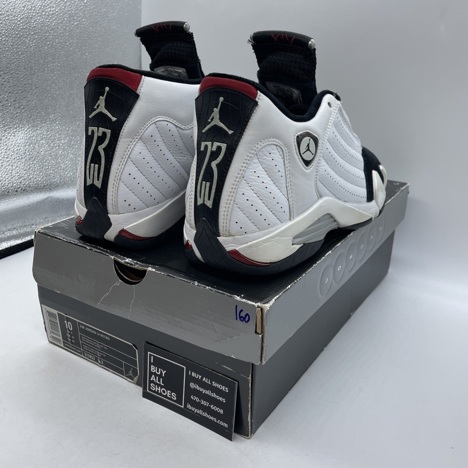 Size 10 - Air Jordan 14 Retro 2006 Black Toe  White Suede Leather (311832-162)