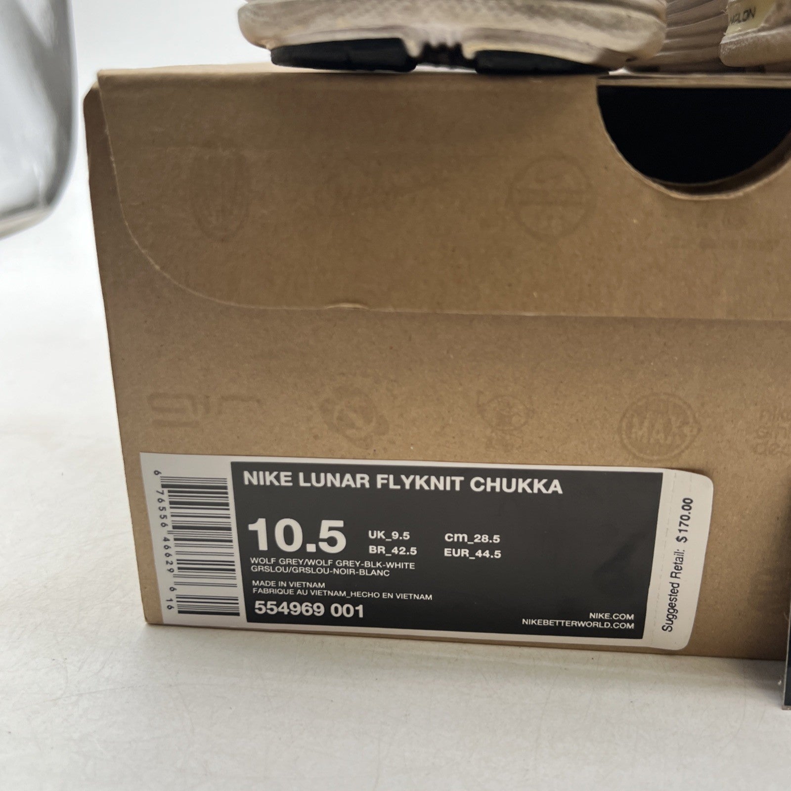 Size 10.5 - Nike Lunar Flyknit Chukka Wolf Grey (554969-001)