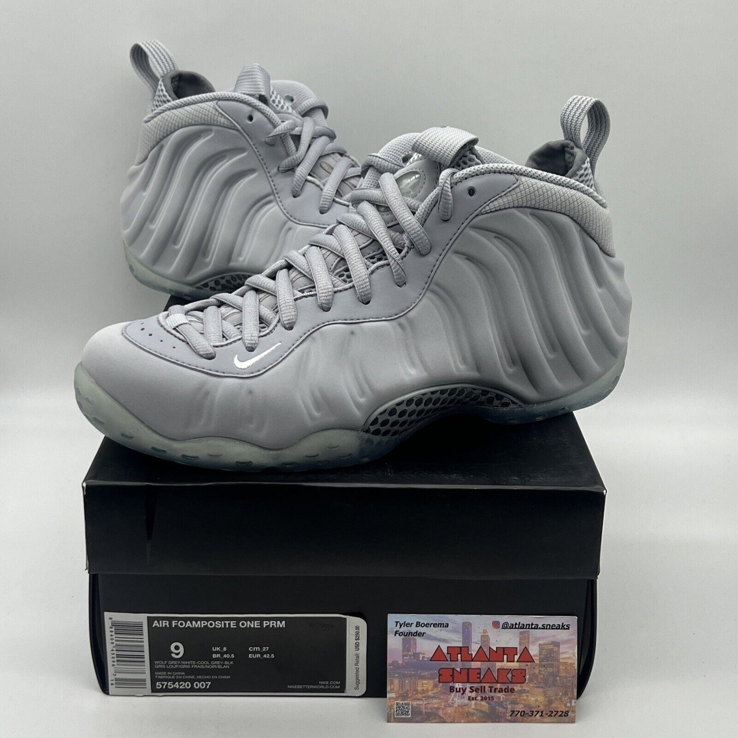 Size 9 - Nike Air Foamposite One PRM Wolf Grey Brand New Og All Icey DS Leather