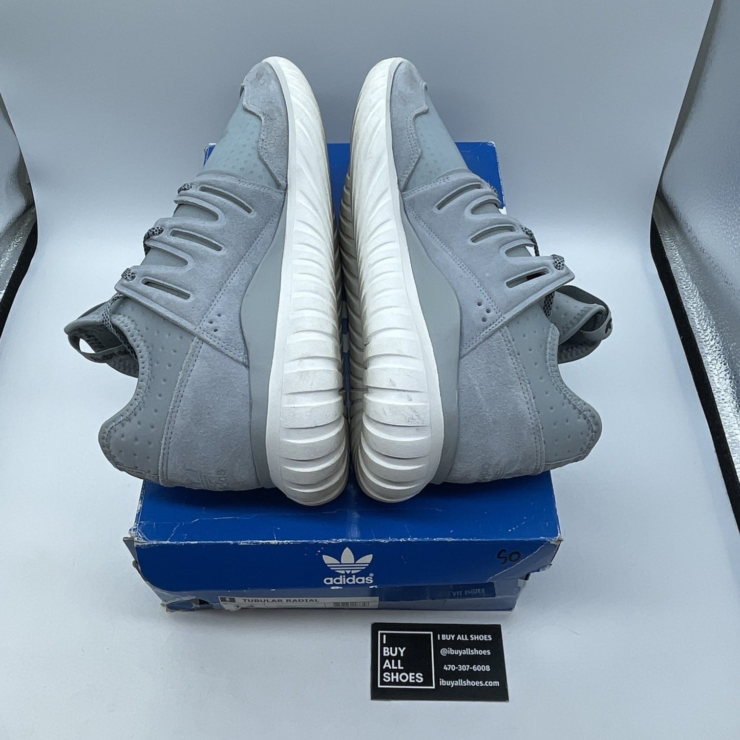 Size 13 - adidas Tubular Radial Light Grey Suede Leather (S80112)