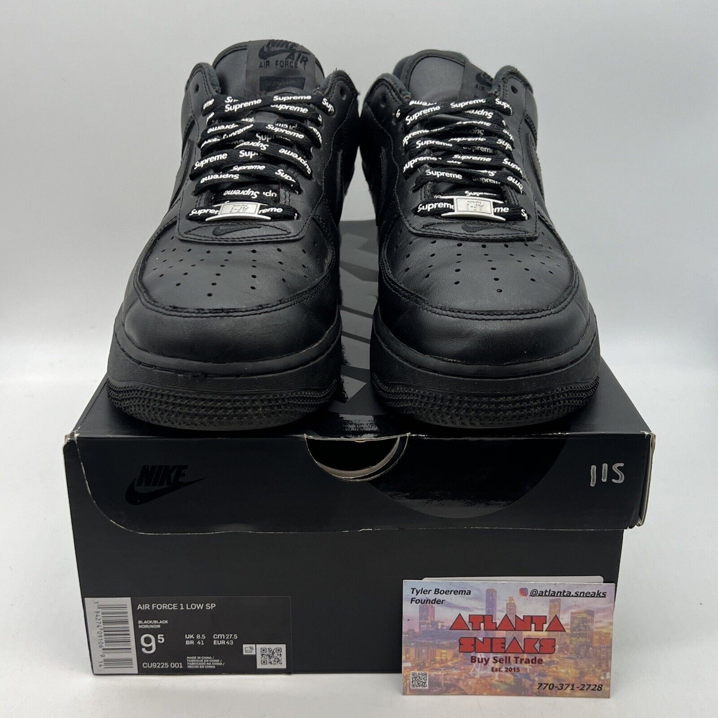 Size 9.5 - Nike Air Force 1 Low x Supreme Box Logo - Black Red (CU9225-001)