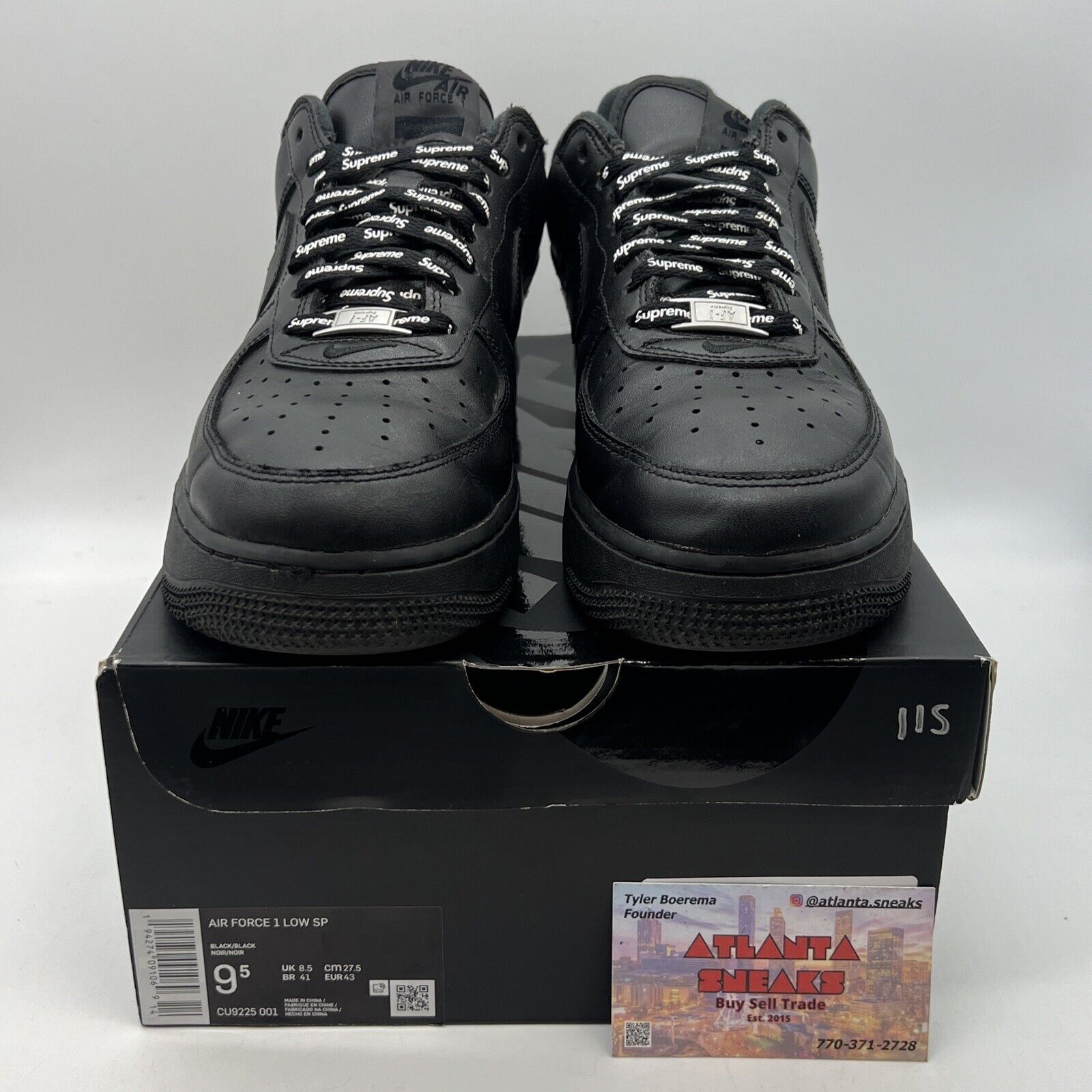 Size 9.5 - Nike Air Force 1 Low x Supreme Box Logo - Black Red (CU9225-001)