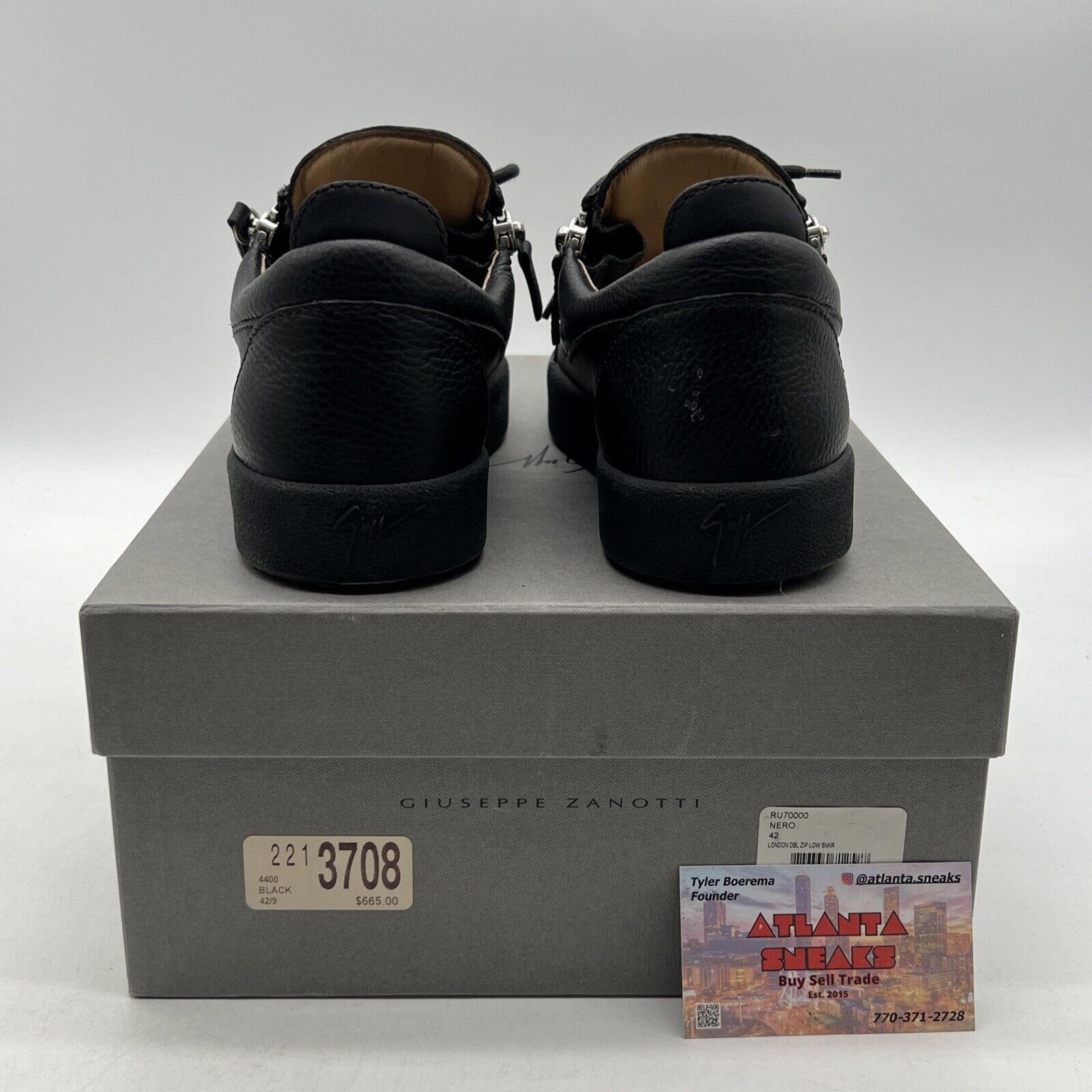 Size 9 - Giuseppe Zanotti Men's Black London Double-Zip Sneaker Shoe