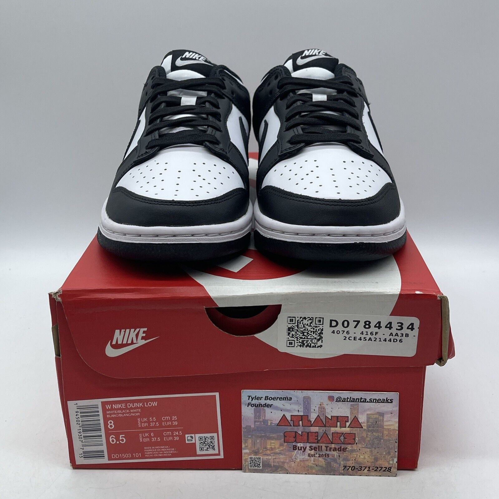 Size 8W - Nike Dunk Low Black White Leather (DD1503-101)