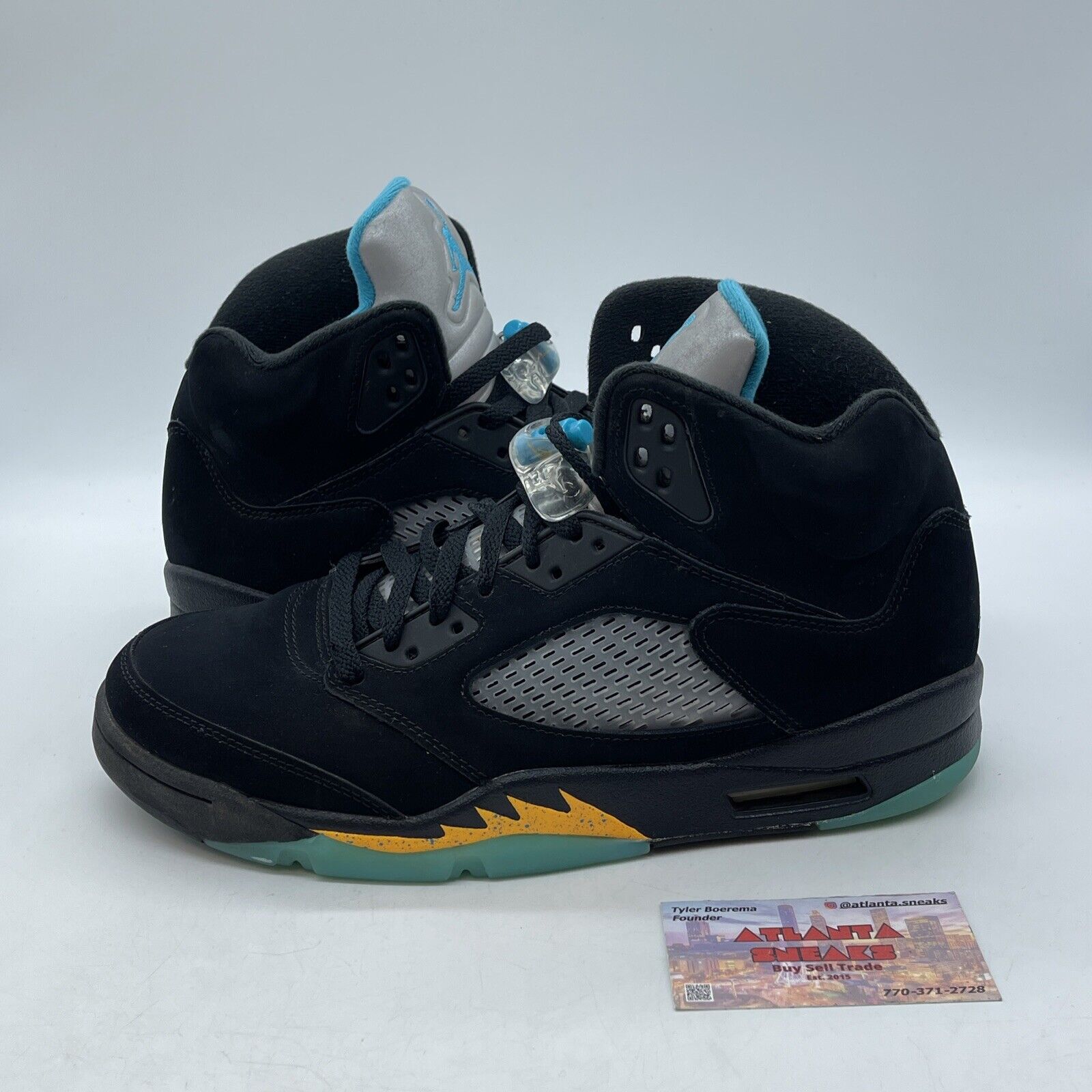 Size 10 - Jordan 5 Retro Mid Aqua Black Blue Yellow Suede (DD0587-047)