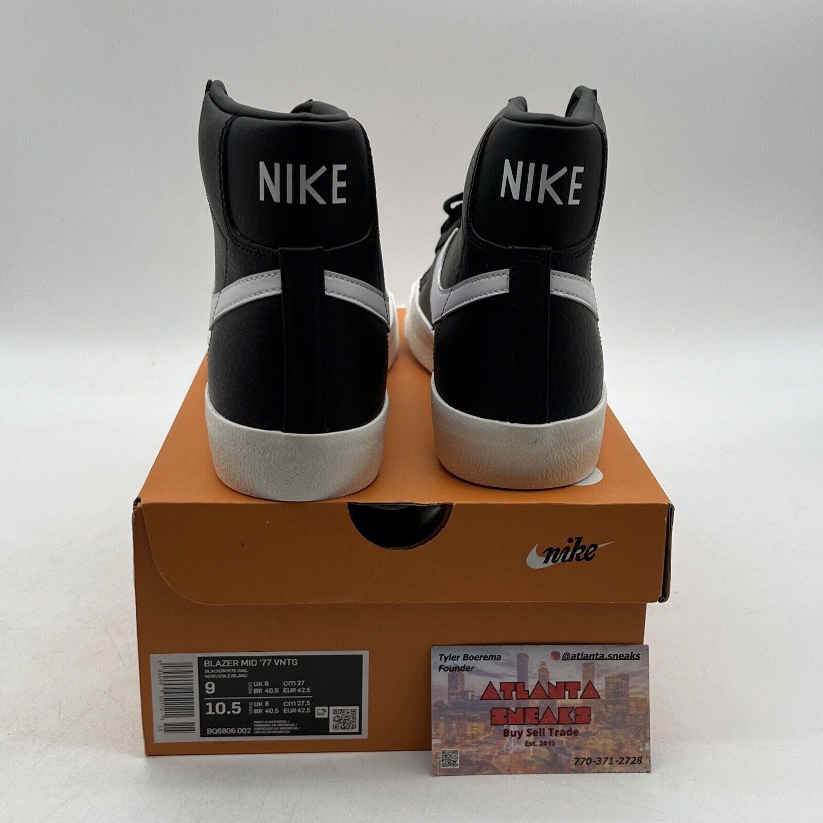 Size 9 - Nike Blazer '77 Vintage Mid Black Sail Leather (BQ6806-002)