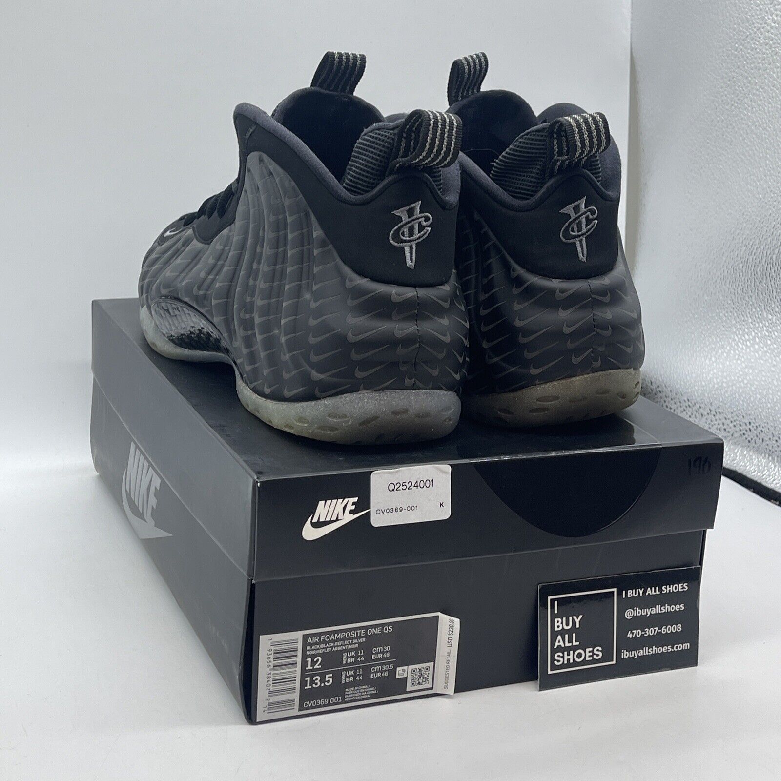 Size 12 - Nike Air Foamposite One Swoosh Black Suede Leather (CV0369-001)