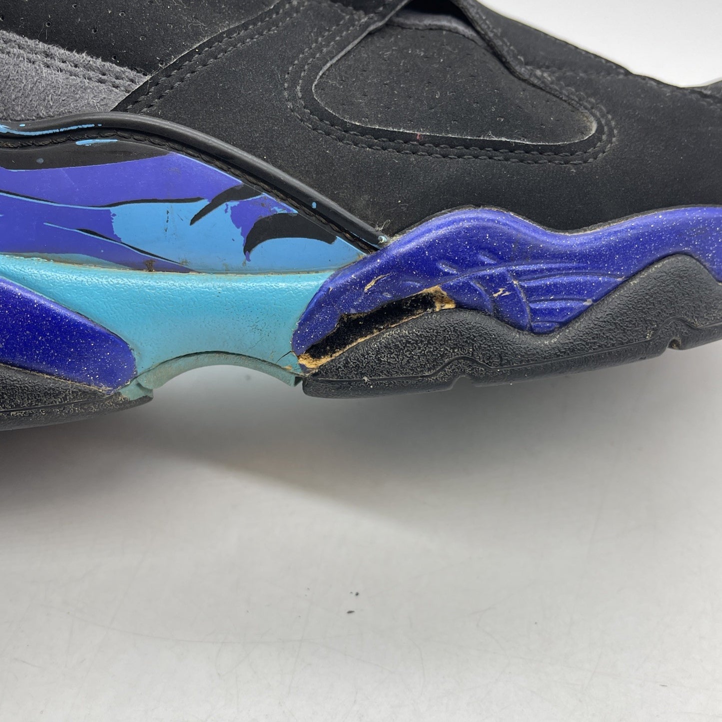 Size 8 - Jordan 8 Retro Aqua 2015 Black Grey Purple Blue Suede (305381-025)