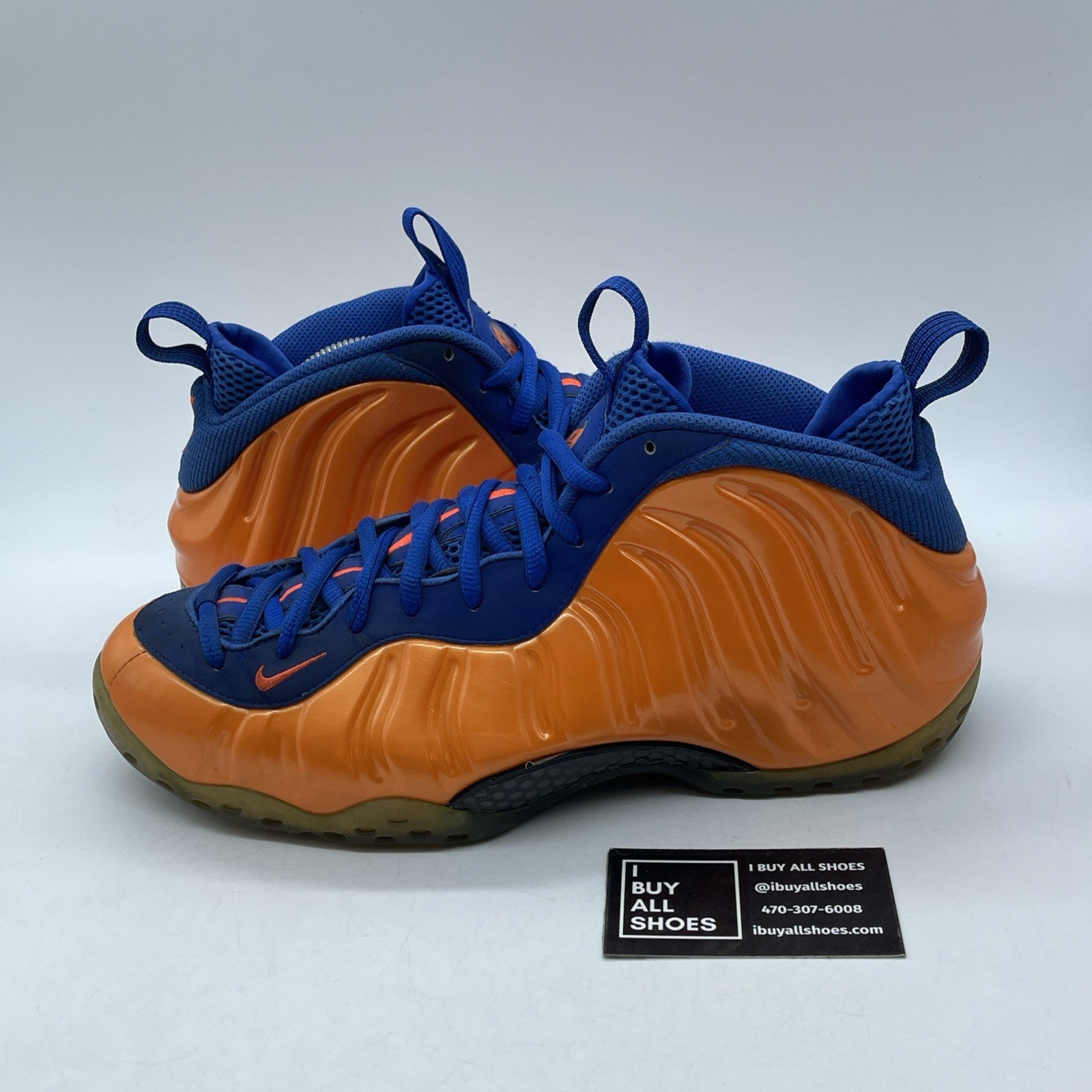 Size 11.5 - Nike Air Foamposite One Knicks Orange Blue Suede (314996-801)