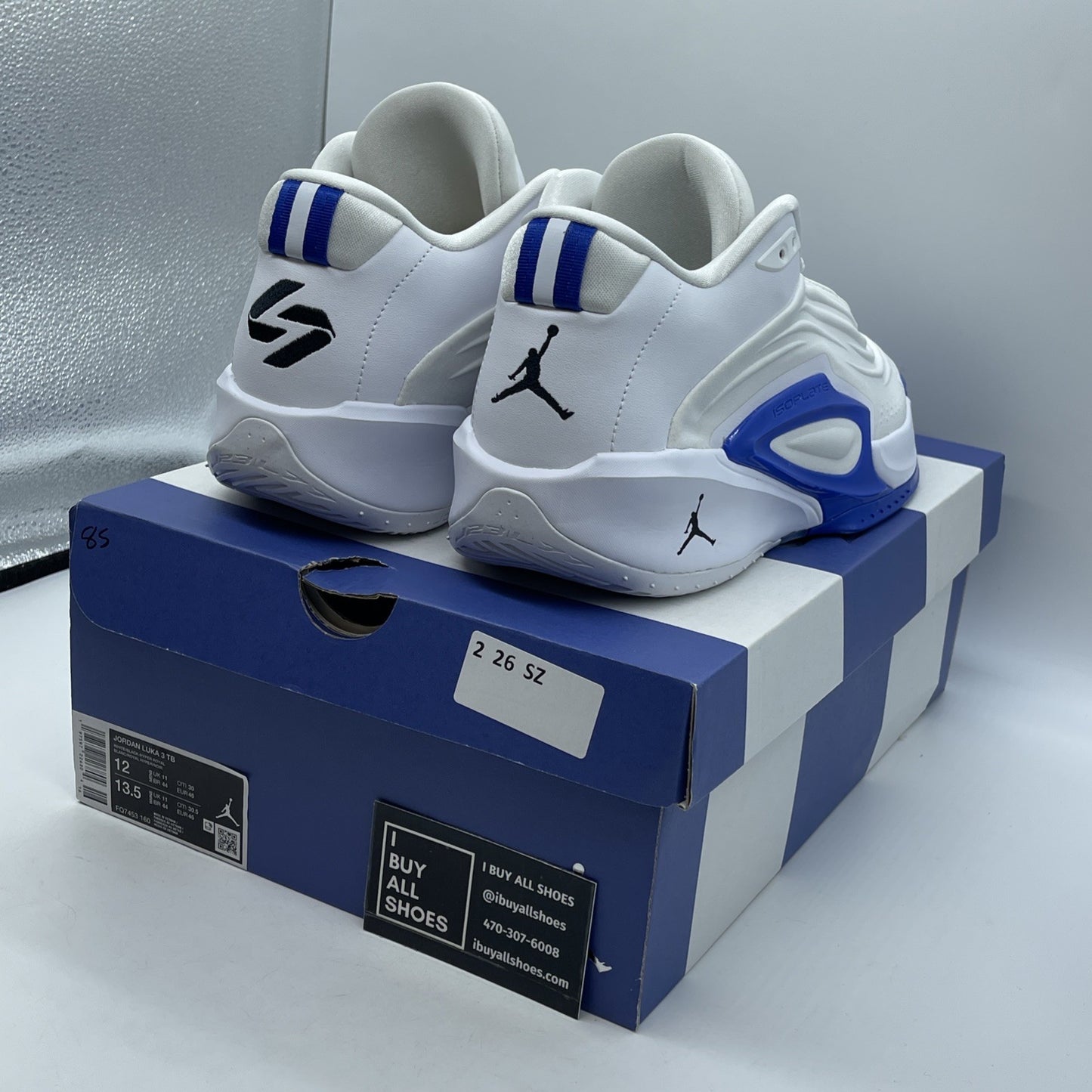 Size 12 - Jordan Luka 3 TB White Black Hyper Royal Black Leather (FQ7453-160)