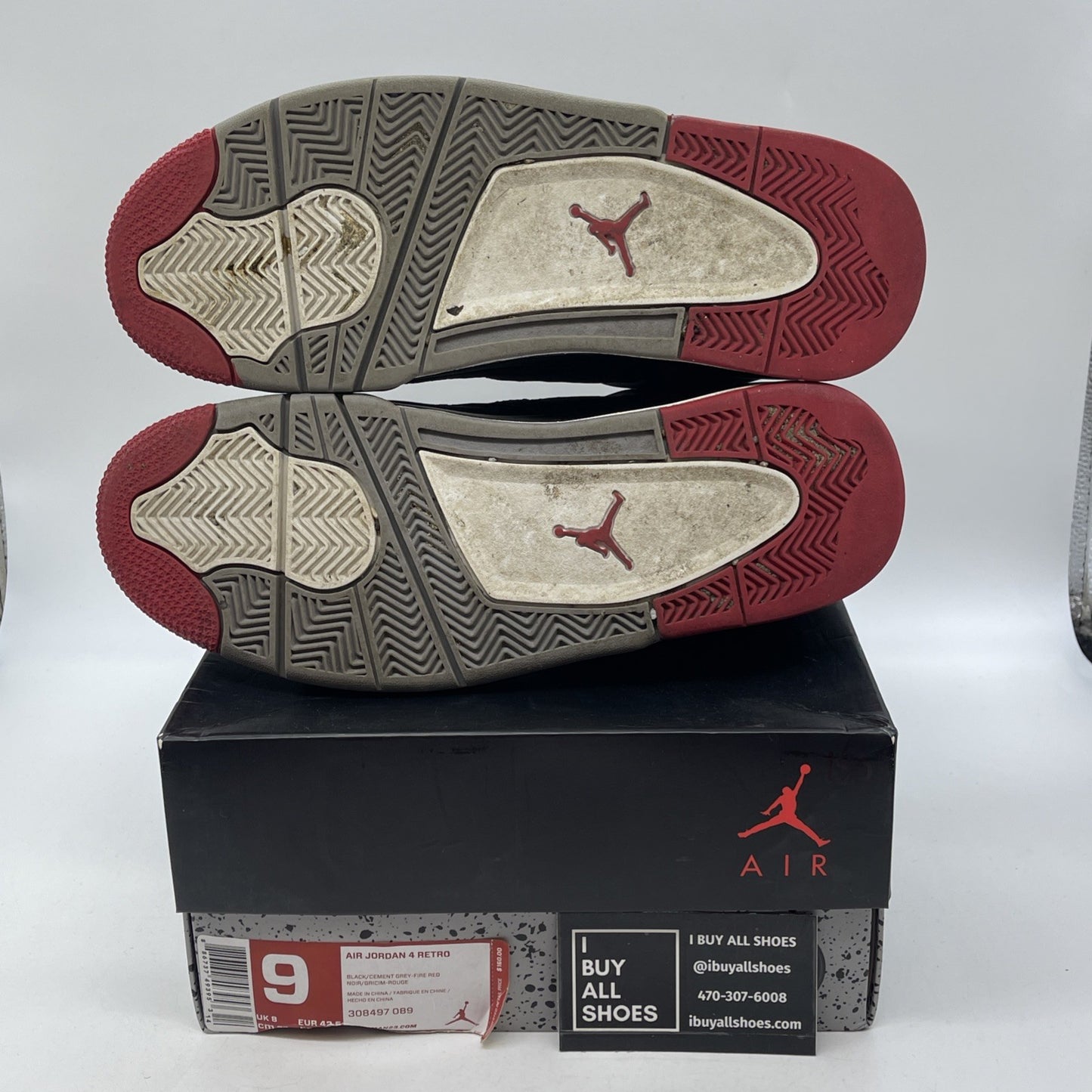 Size 9 - Jordan 4 Retro bred release Grey Red Suede (308497-089)