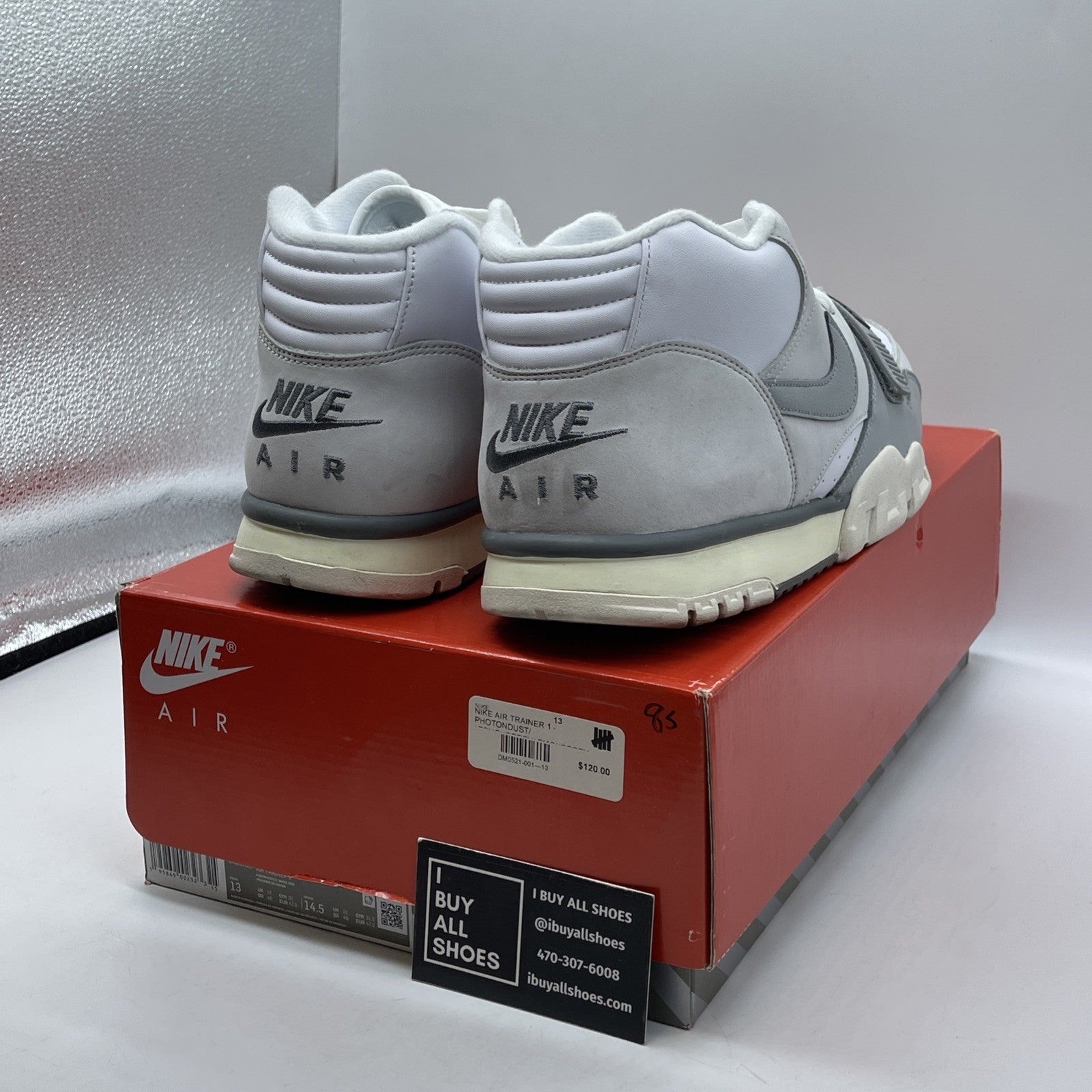 Size 13 - Nike Air Trainer 1 Photon Dust Grey White Suede Leather (DM0521-001)
