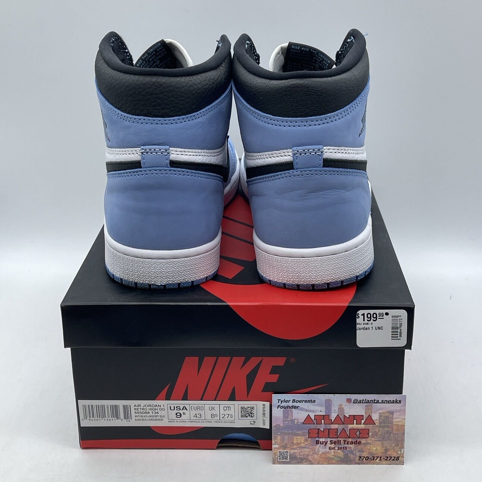 Size 9.5 - Jordan 1 Retro OG High University Blue White Black (555088-134)