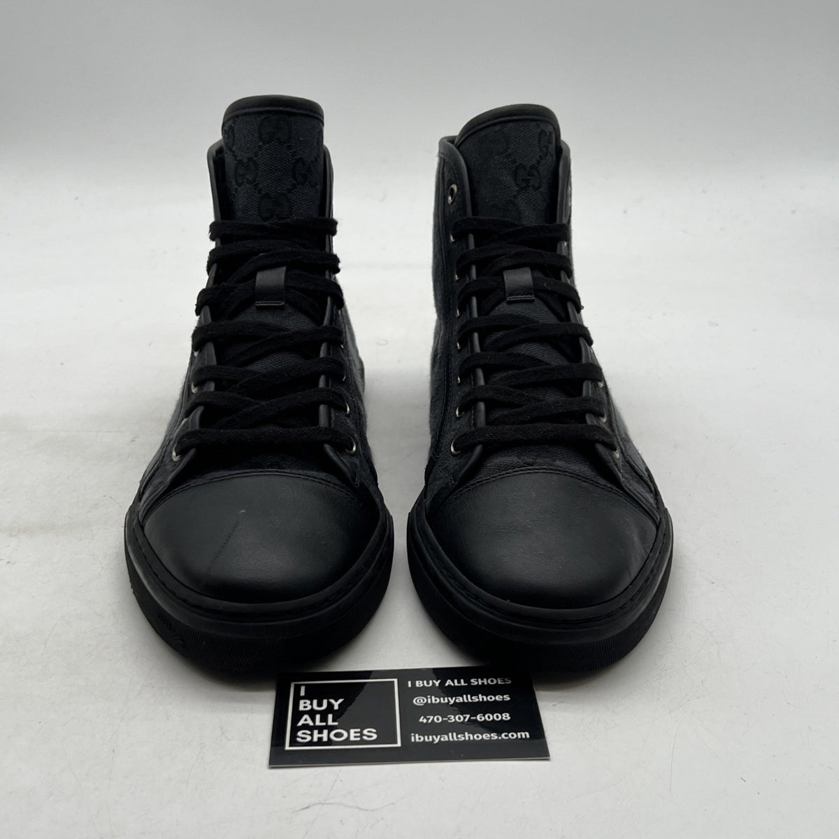 Size 8G - Gucci GG Supreme Monogram High Mens Black Sneakers