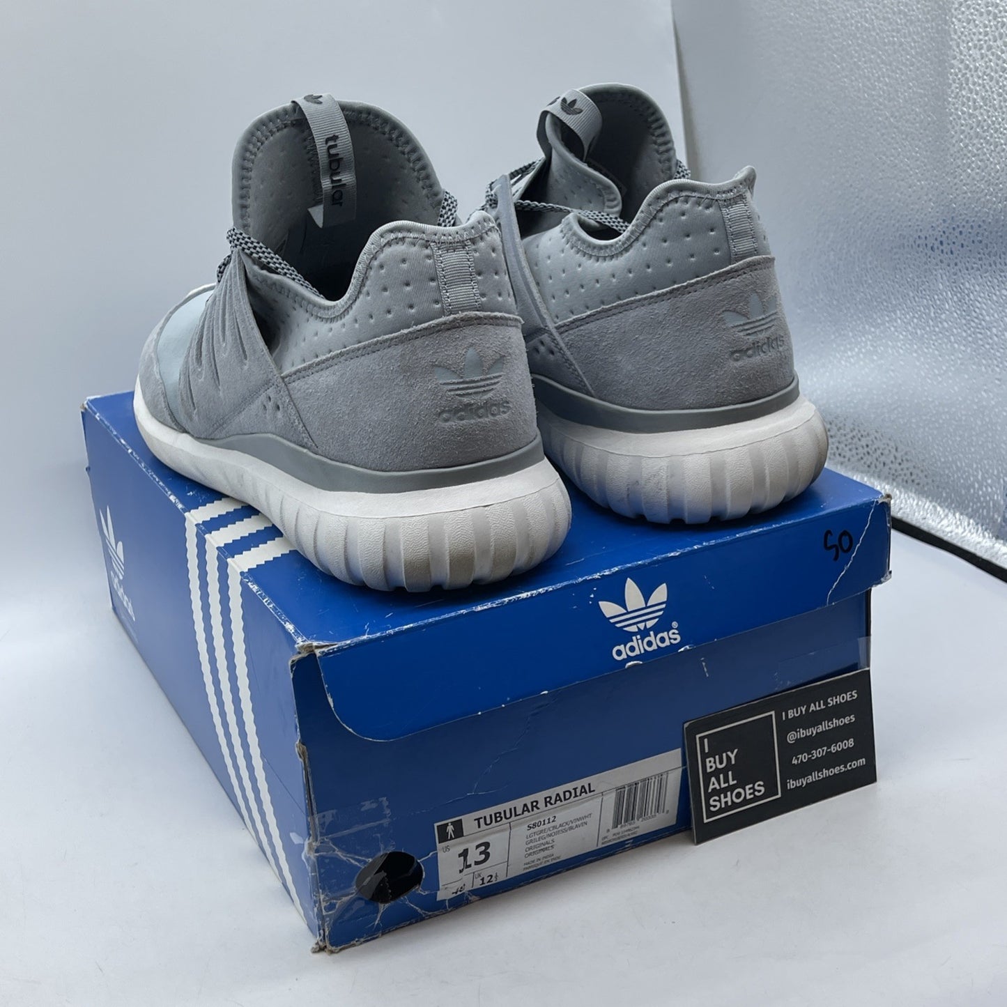 Size 13 - adidas Tubular Radial Light Grey Suede Leather (S80112)