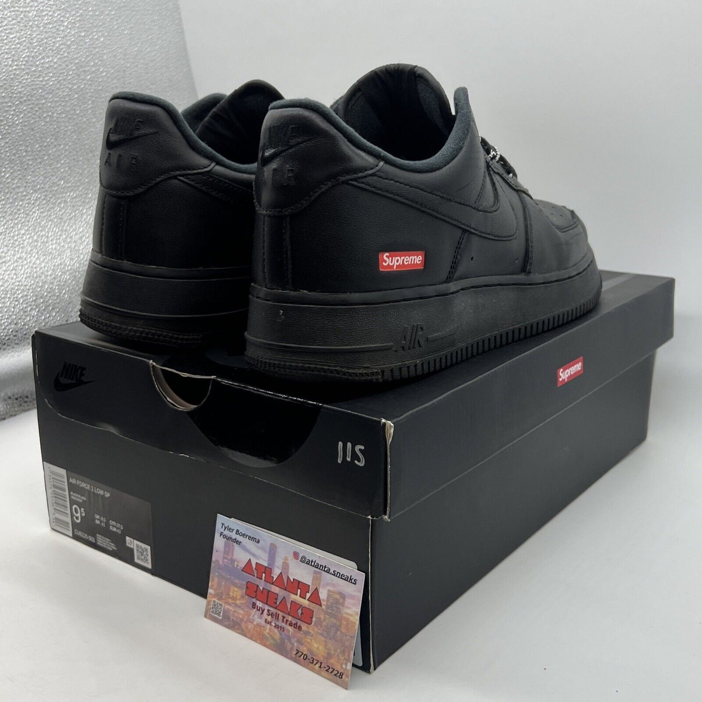 Size 9.5 - Nike Air Force 1 Low x Supreme Box Logo - Black Red (CU9225-001)