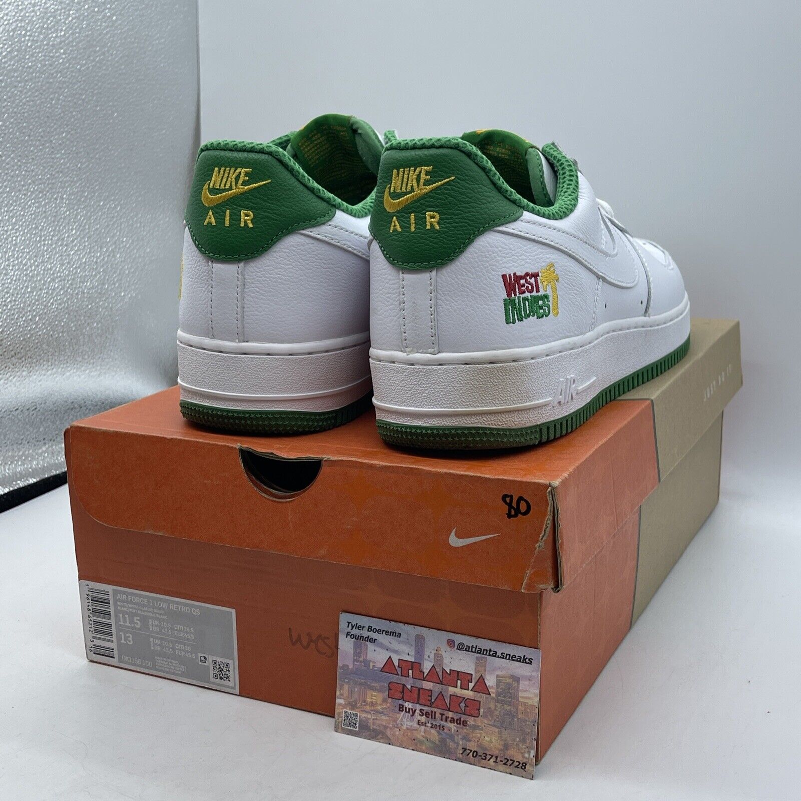 Size 11.5 - Nike Air Force 1 2022 Low West Indies White Green (DX1156-100)