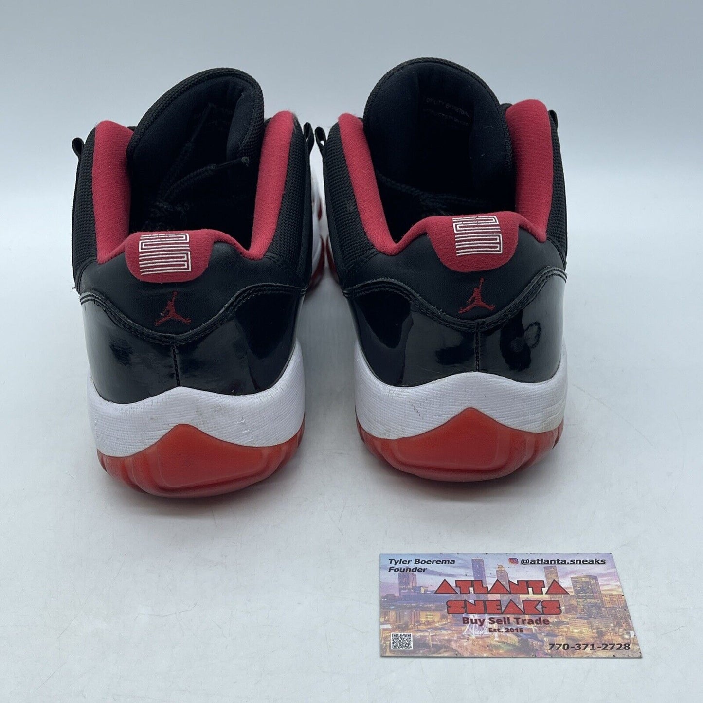 Size 12 - Air Jordan 11 Retro 2015 Low Bred Black Red White Leather (528895-012)