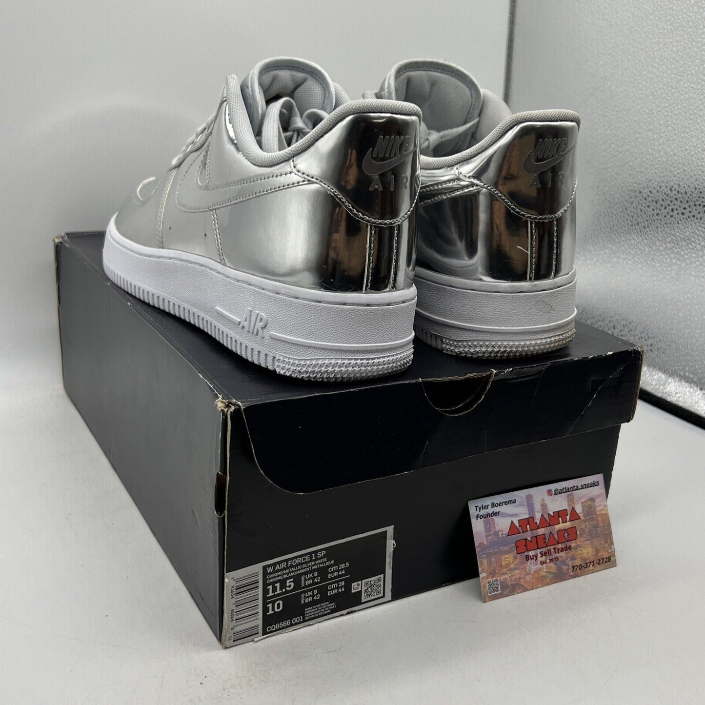 Size 11.5 - Nike Air Force 1 SP Liquid Metal - Chrome W White (CQ6566-001)