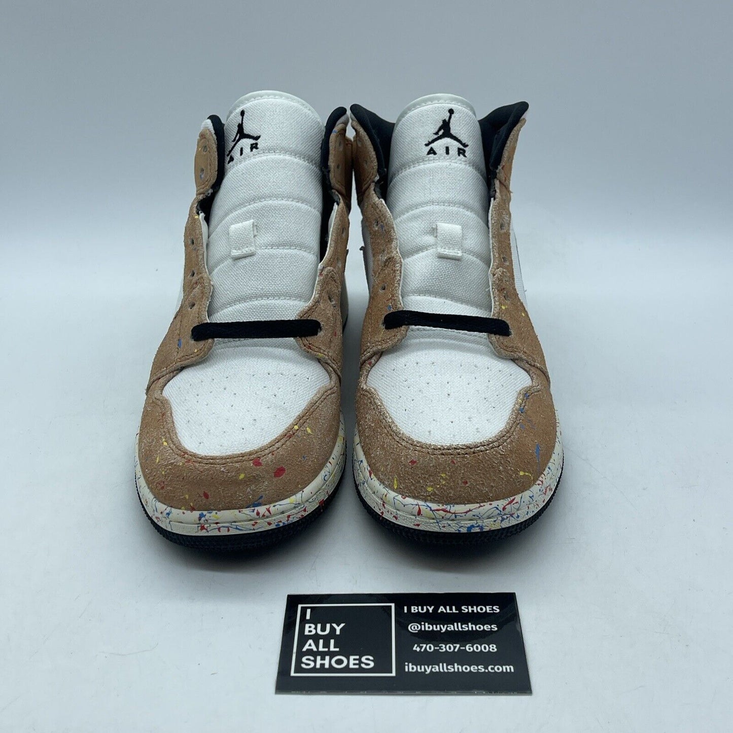 Size 7Y (GS) - Jordan 1 SE High Brushstroke Paint Splatter Suede (DA8006-100)