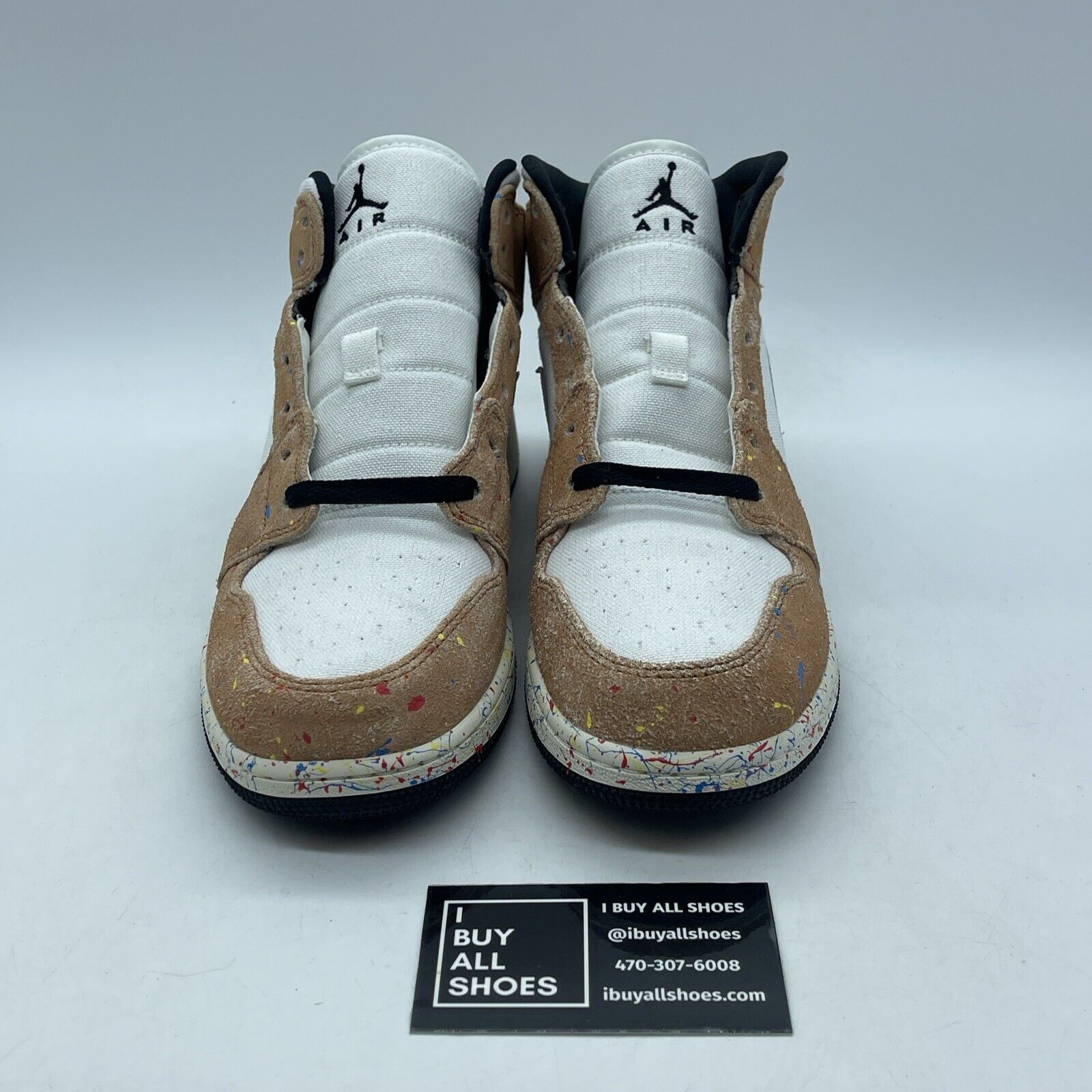 Size 7Y (GS) - Jordan 1 SE High Brushstroke Paint Splatter Suede (DA8006-100)