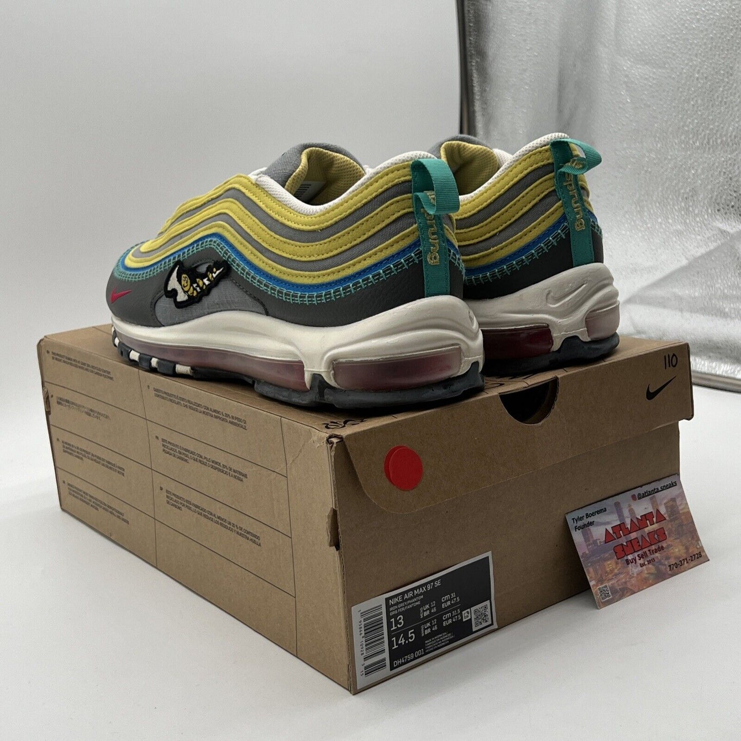 Size 13 - Nike Air Max 97 Air Sprung Yellow Grey White Pink Leather (DH4759-001)