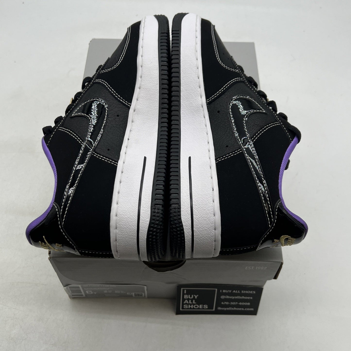 Size 6Y - Nike Air Force 1 Black White Purple (DQ0300-001)