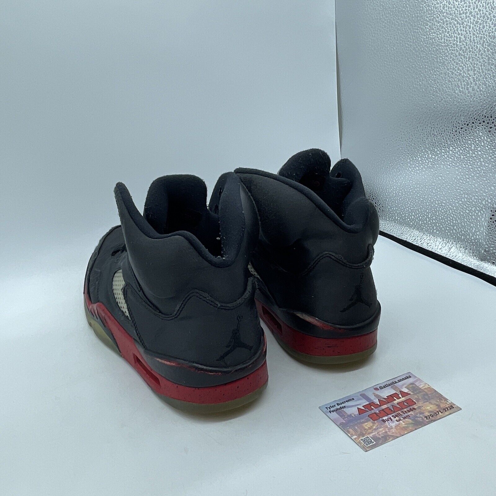 Size 8.5 - Air Jordan 5 Retro Satin Bred Black Red Grey (136027-006)