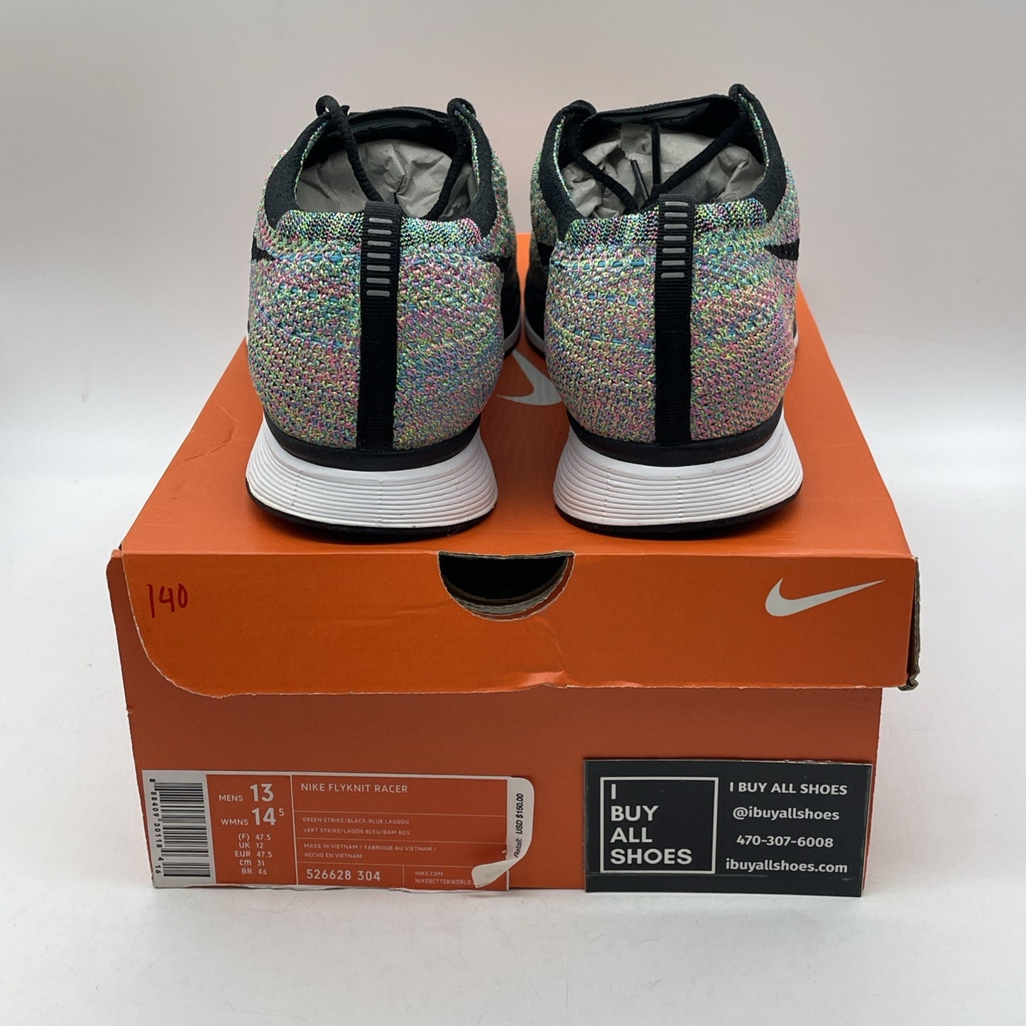 Size 13 - Nike Flyknit Racer 2015 Multi-Color Black Suede (526628-304)