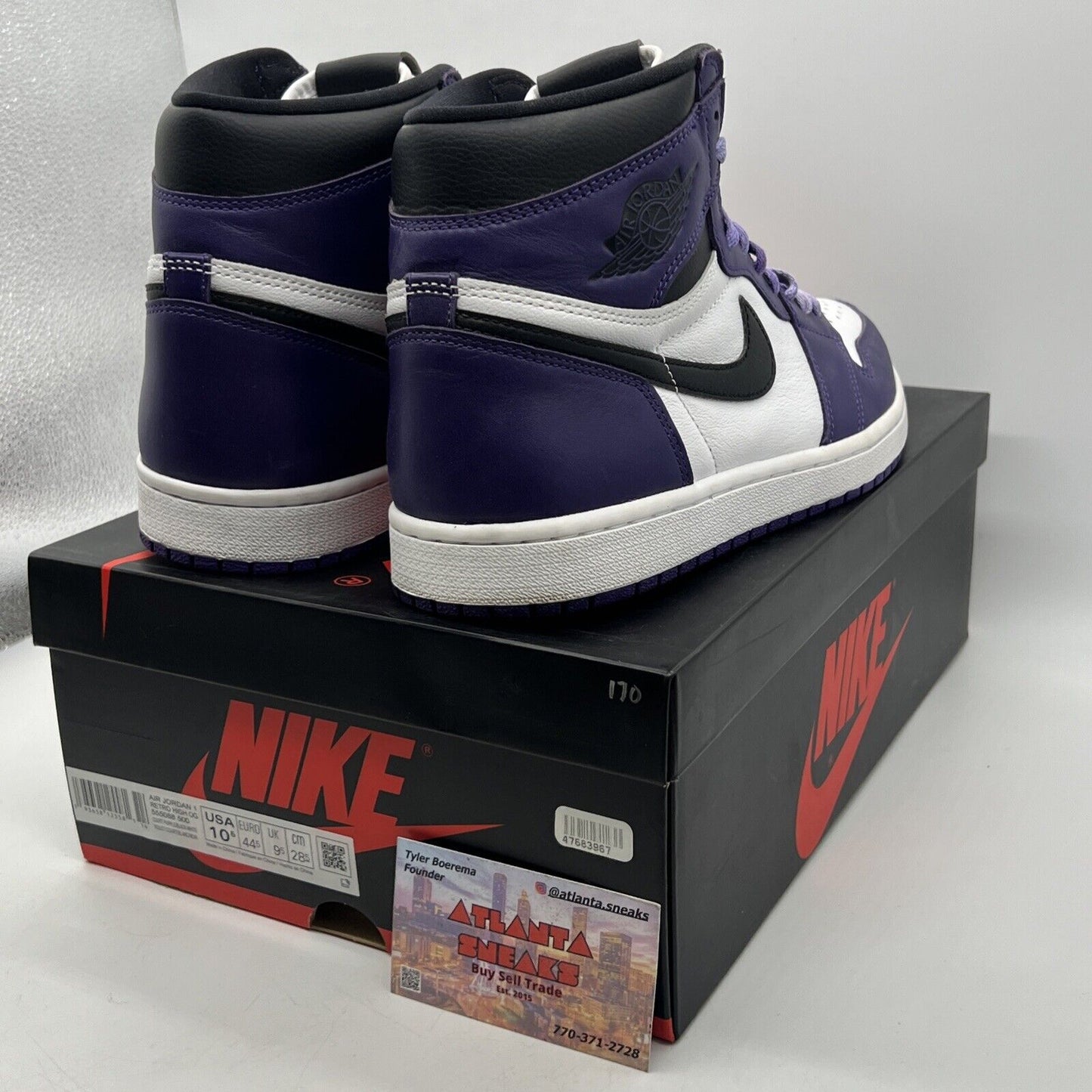 Size 10.5 - Jordan 1 Retro OG High Court Purple 2.0 Black Leather (555088-500)