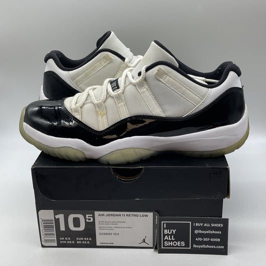 Size 10.5 - Air Jordan 11 Retro Low Concord Black White Leather (528895-153)