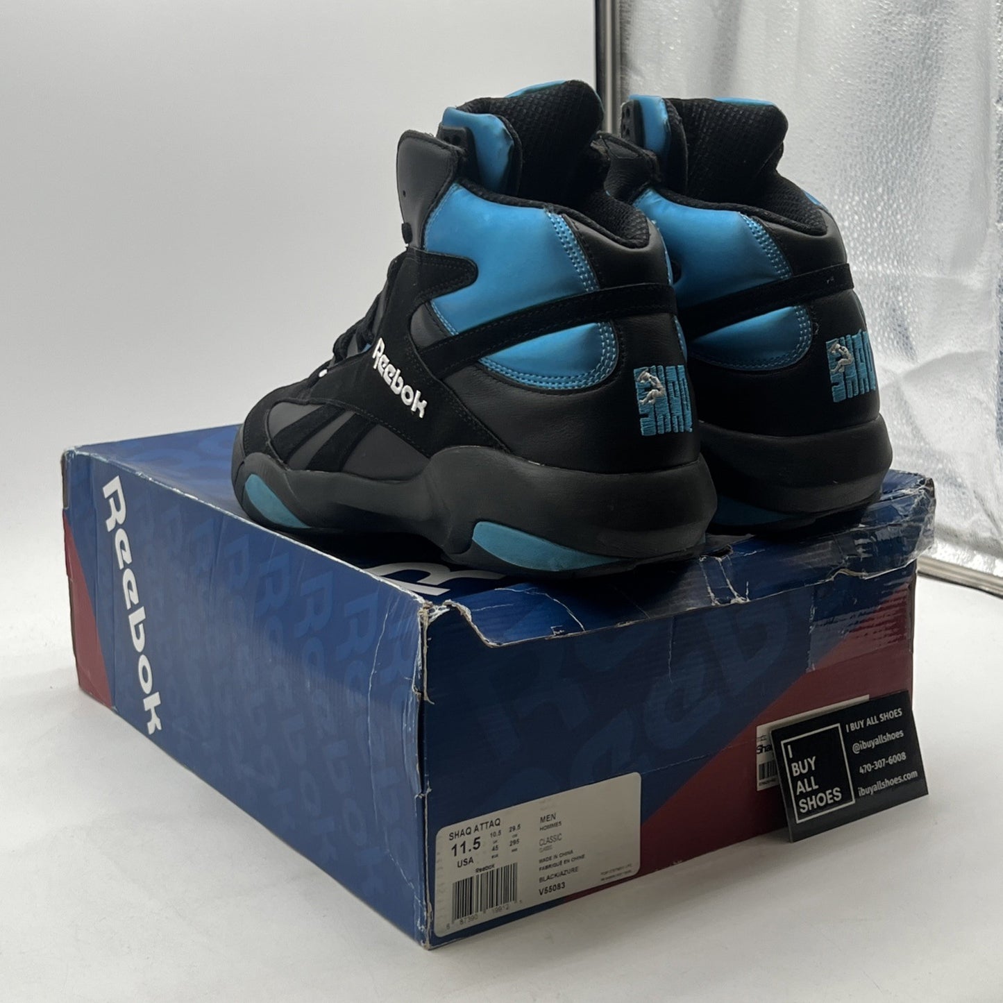 Size 11.5 - Reebok Shaq Attaq 2013 Black Azure (V55083)