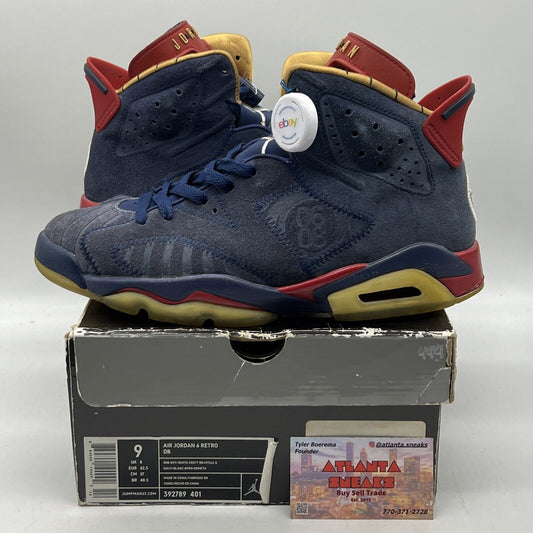 Size 9 - Air Jordan 6 DB Doernbecher Navy Red Gold Suede