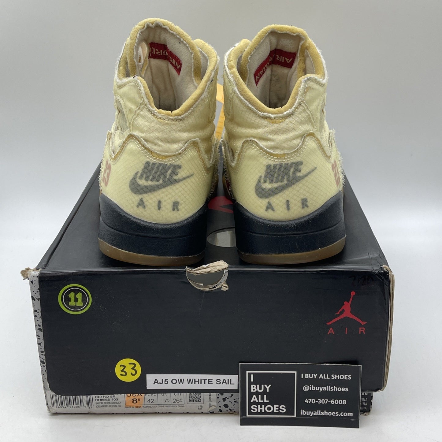 Size 8.5 - Jordan 5 SP x Off-White Mid Sail Red Black Suede (DH8565-100)