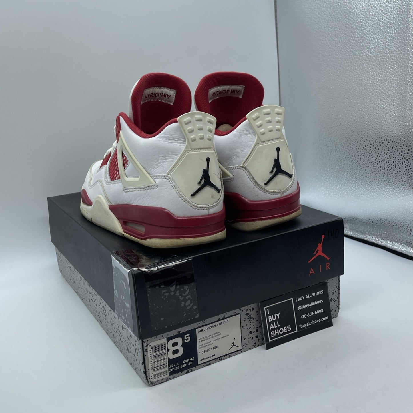 Size 8.5 - Jordan 4 Retro alternate 89 2016 Red White Leather (308497-106)
