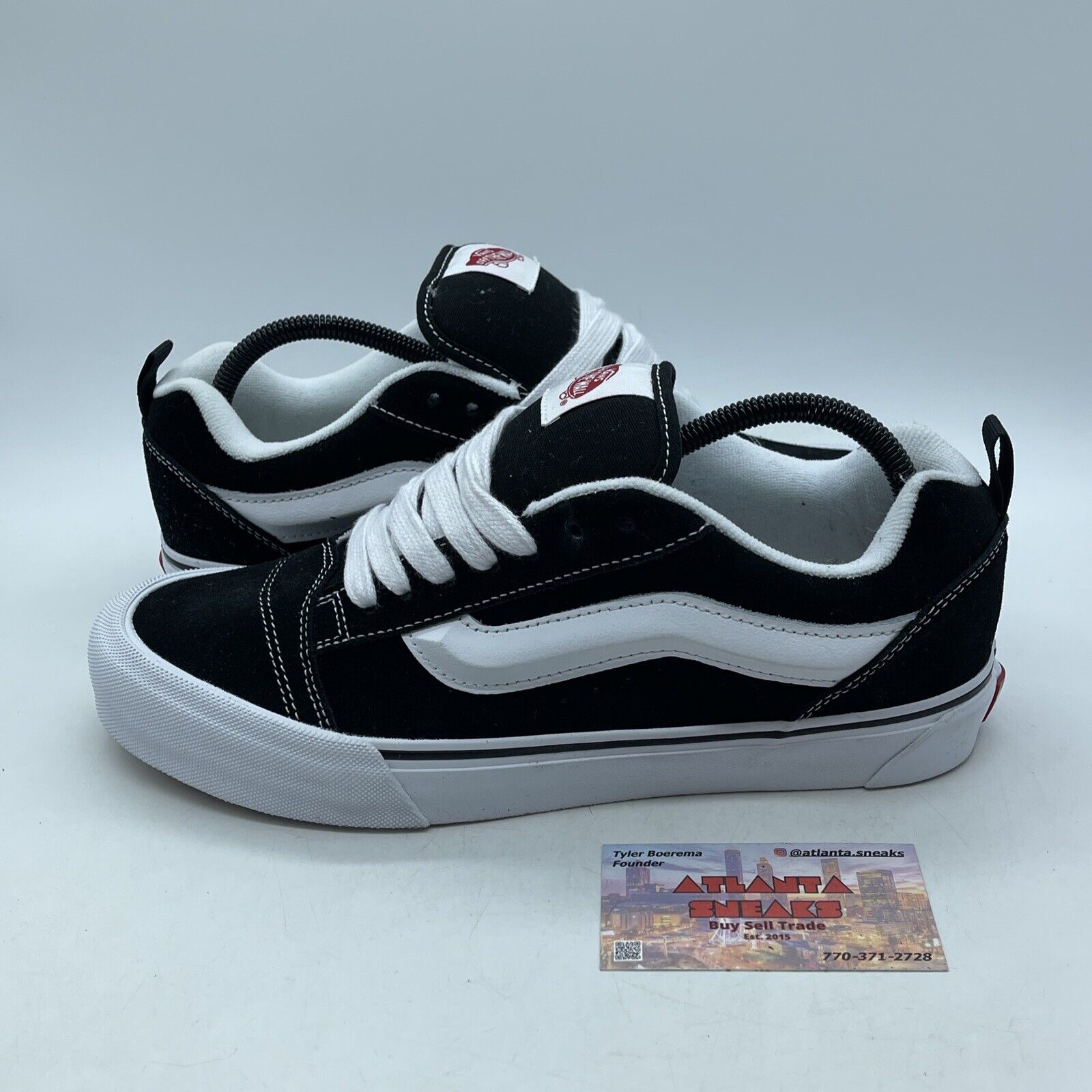 Size 9.5 - Vans Knu Skool Black White Suede Leather (VN0009QC6BT)