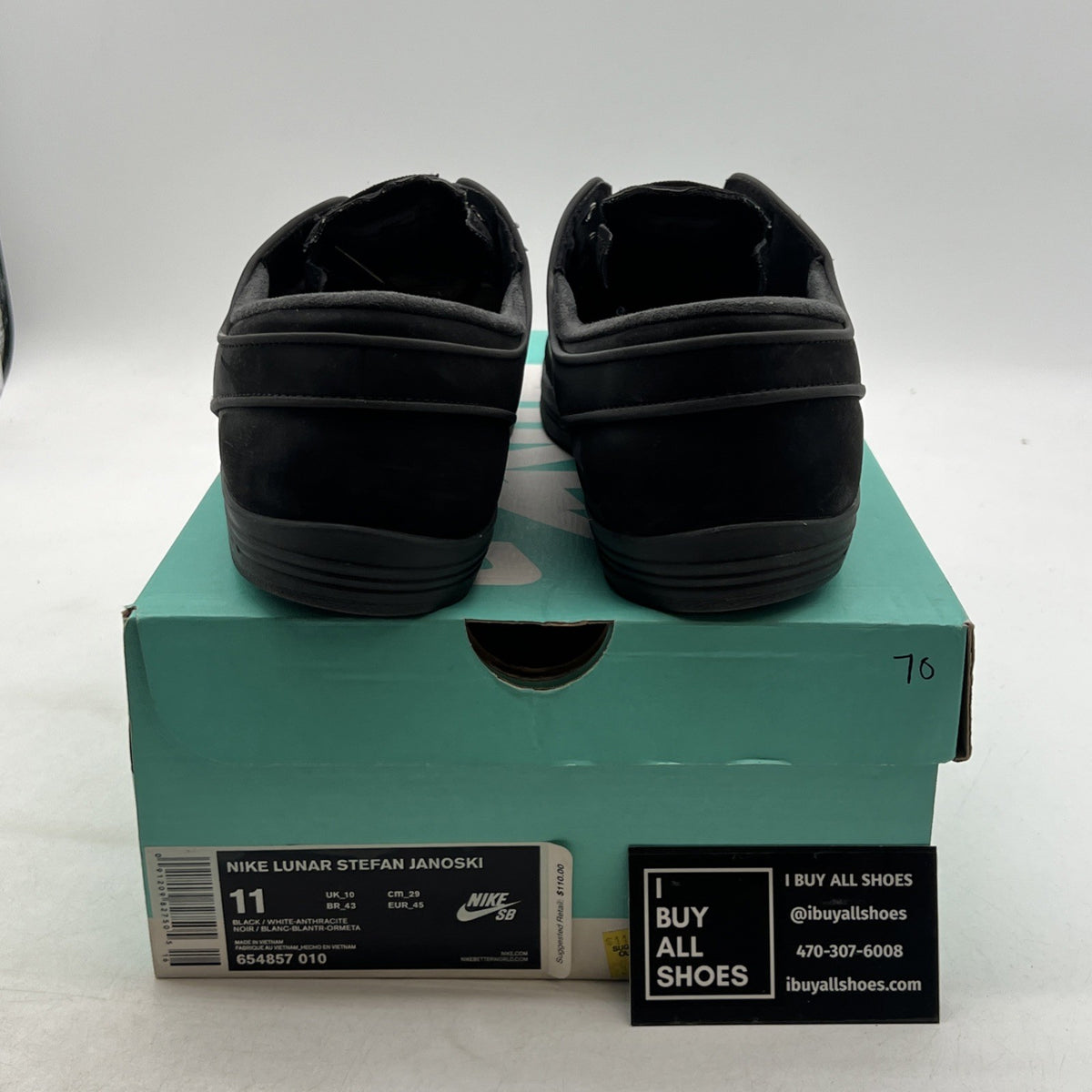 Size 11 - Nike Lunar Stefan Janoski Black (654857-010)