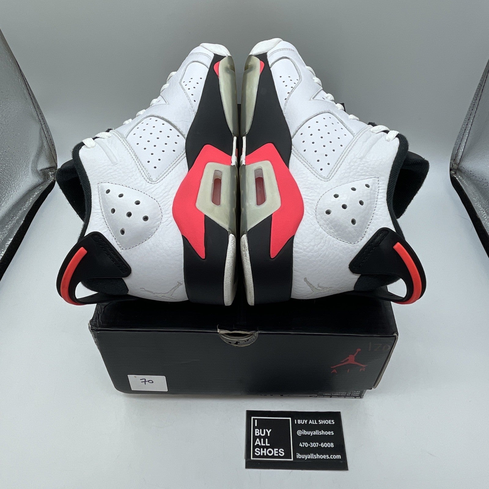 Size 10 - Air Jordan 6 Low White Infrared Black Leather (304401-123)
