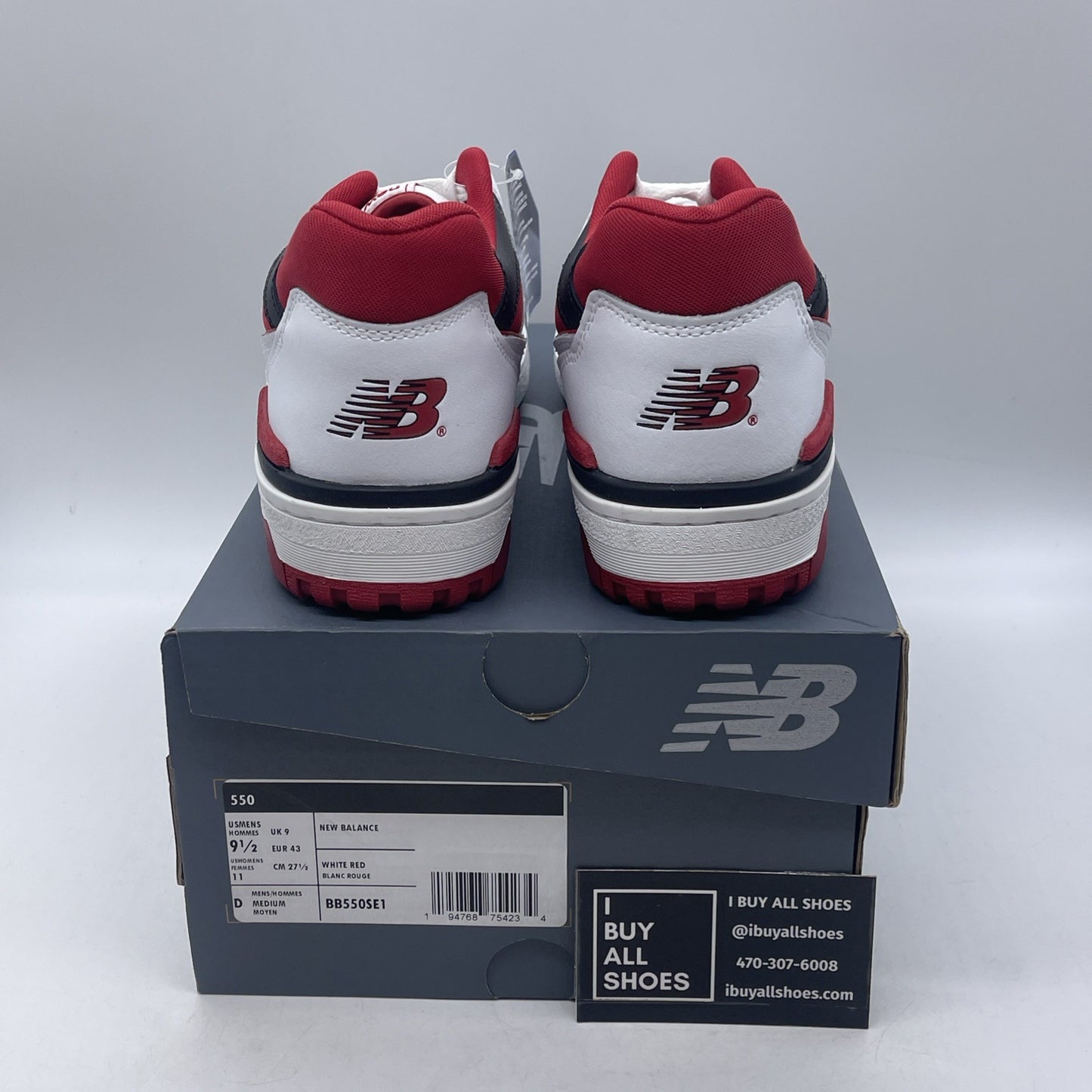 Size 9.5 - New Balance 550 White Team Red White Leather (BB550SE1)