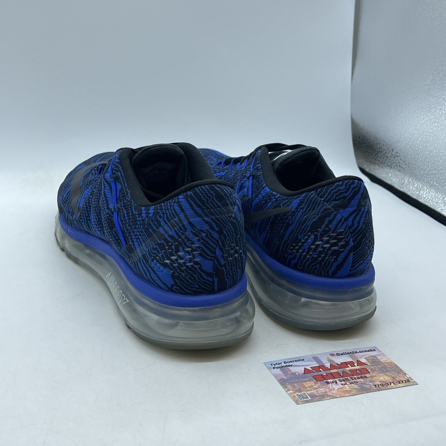 Size 11 - Nike Air Max 2016 Zebra Blue Black Suede Leather (818135-400)