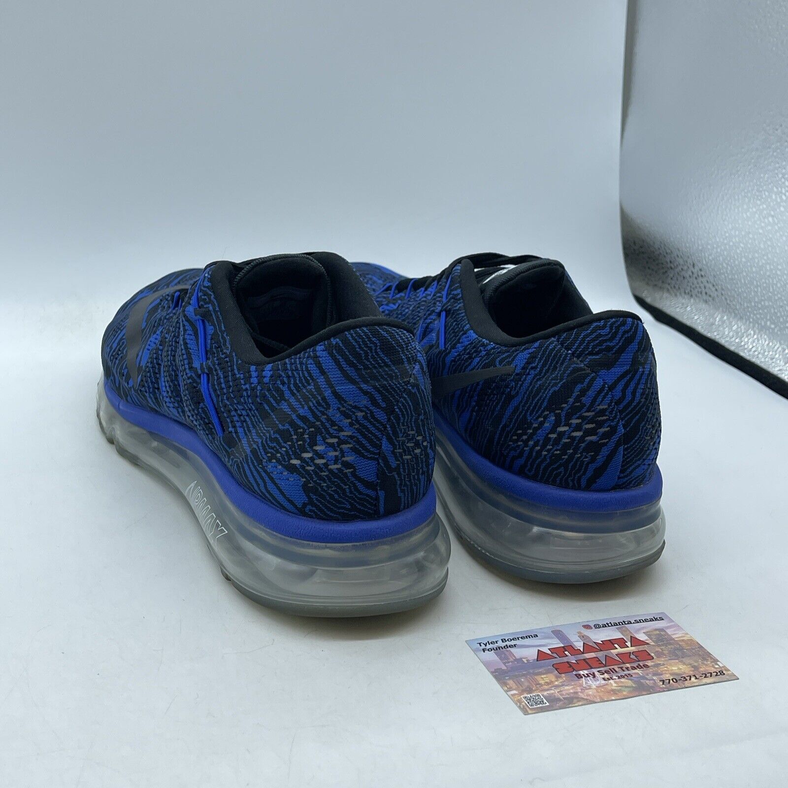 Size 11 - Nike Air Max 2016 Zebra Blue Black Suede Leather (818135-400)