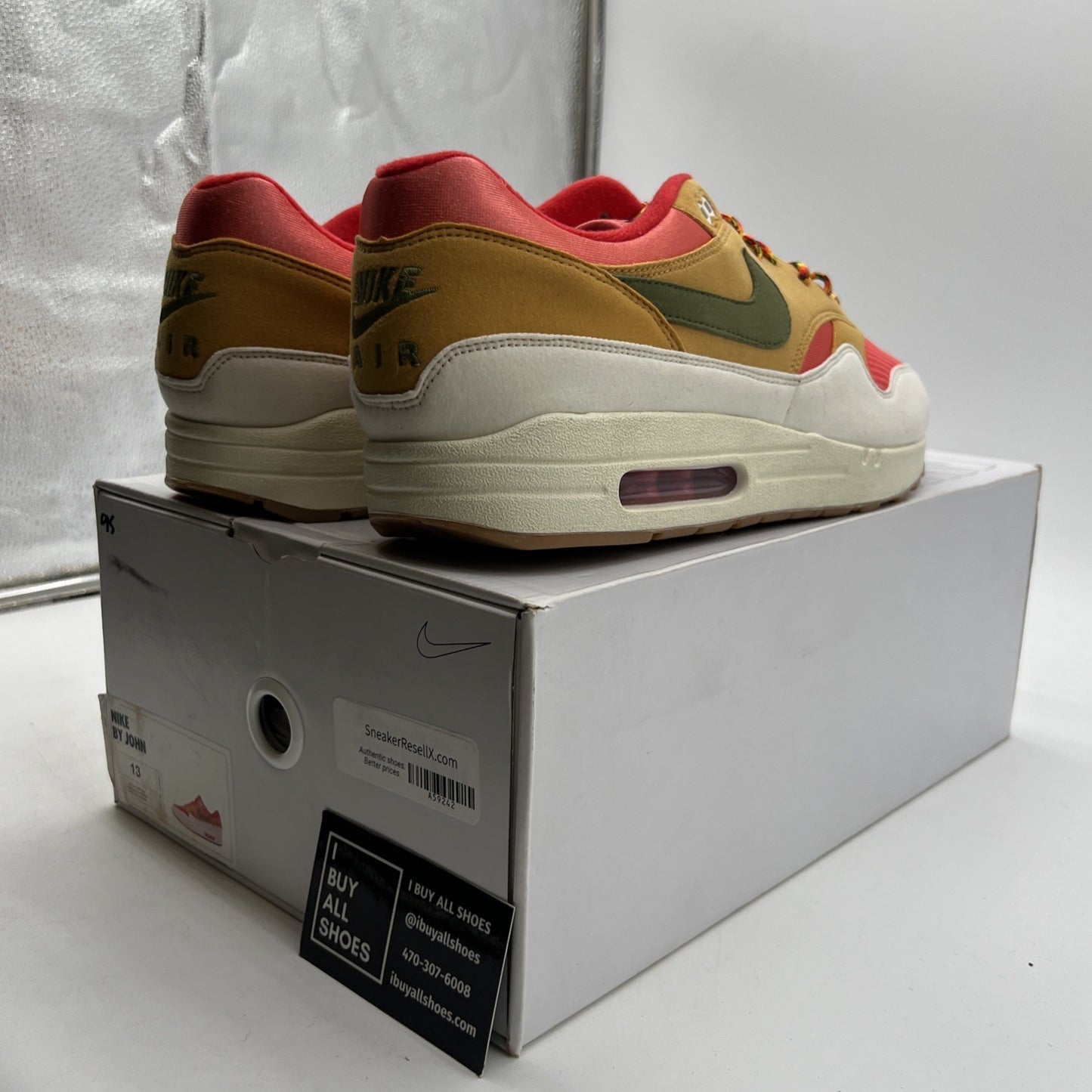 Size 13 - Air Max 1 nike by you (CN9671-991) Bright Crimson Grey