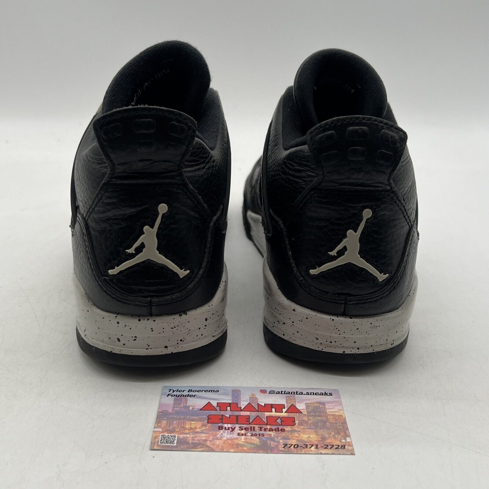 Size 10.5 - Jordan 4 Retro LS oreo 2015 Black Grey Leather (314254-003)