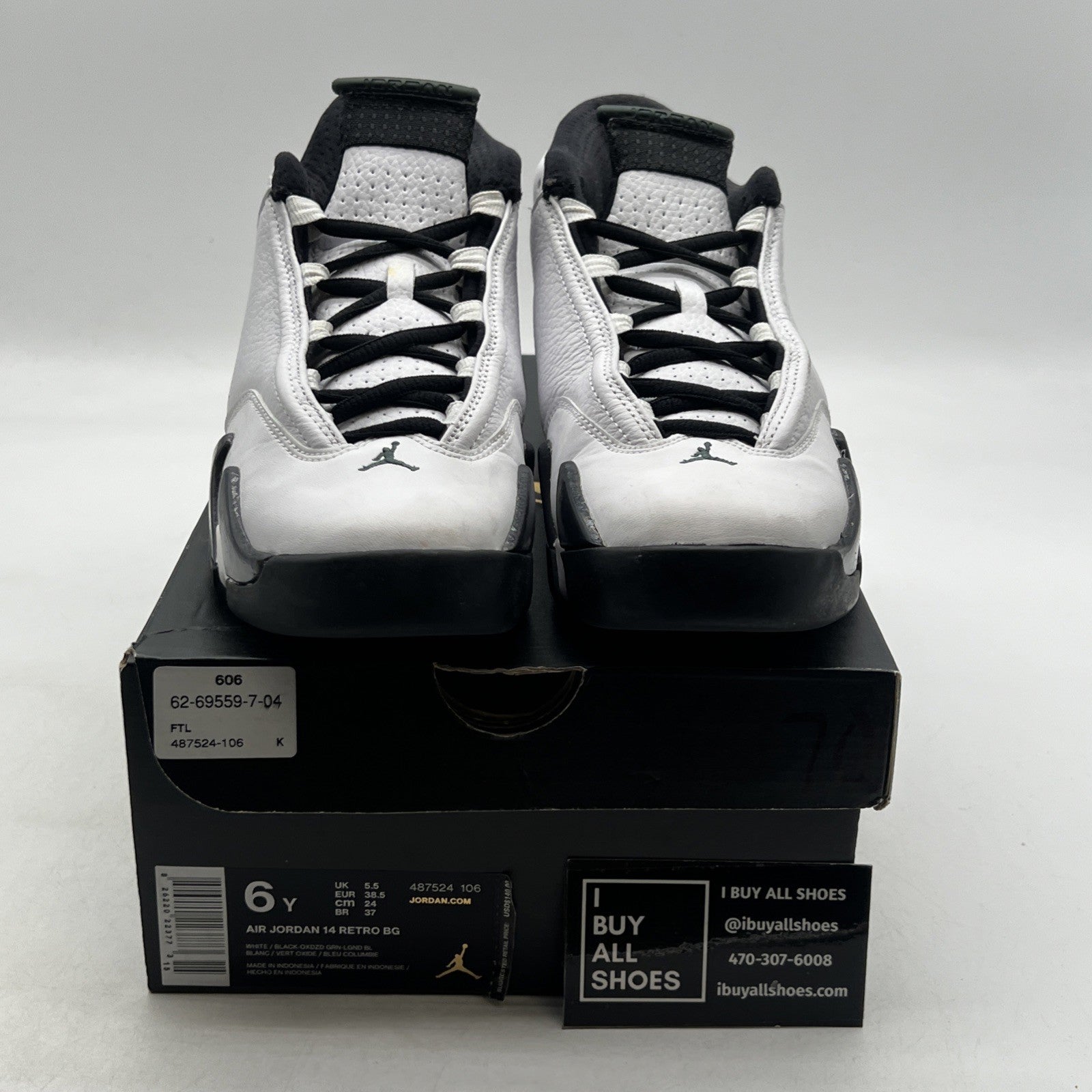 Size 6Y - Air Jordan 14 Oxidized Green White Black (487524-106)